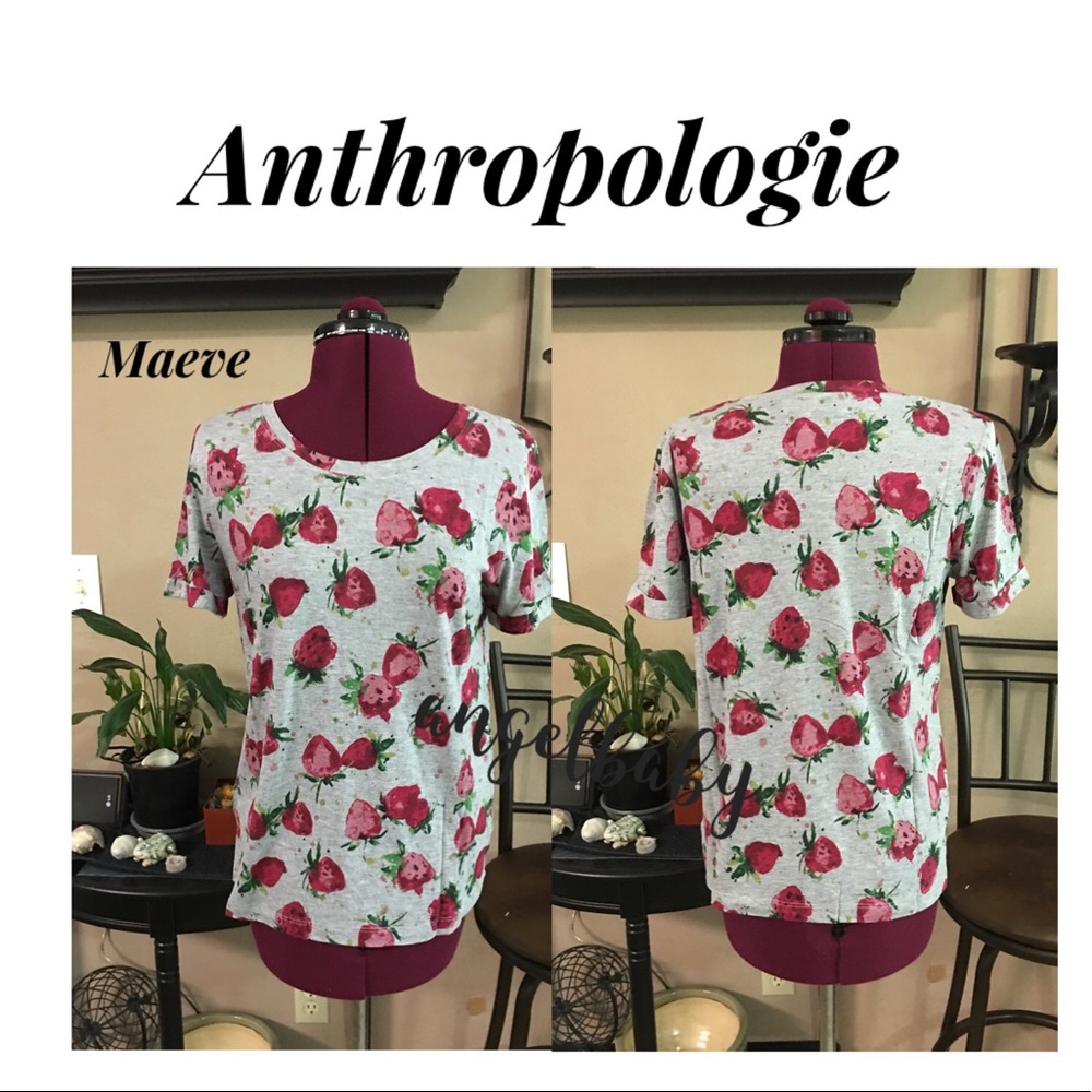 Host Pick! Anthropologie Maeve Strawberry fields tee 🍓🤩 - Picture 3 of 16